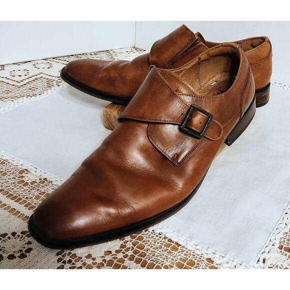 Men's Florsheim Monk Strap Brown Leather Dress Shoes Size 9M Style 14293-221 - Picture 2 of 7